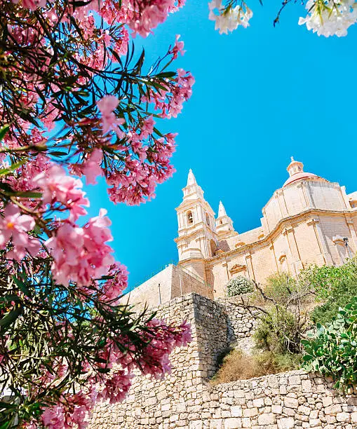 Church of St.Paul in sunny summer day - Mellieha, Malta