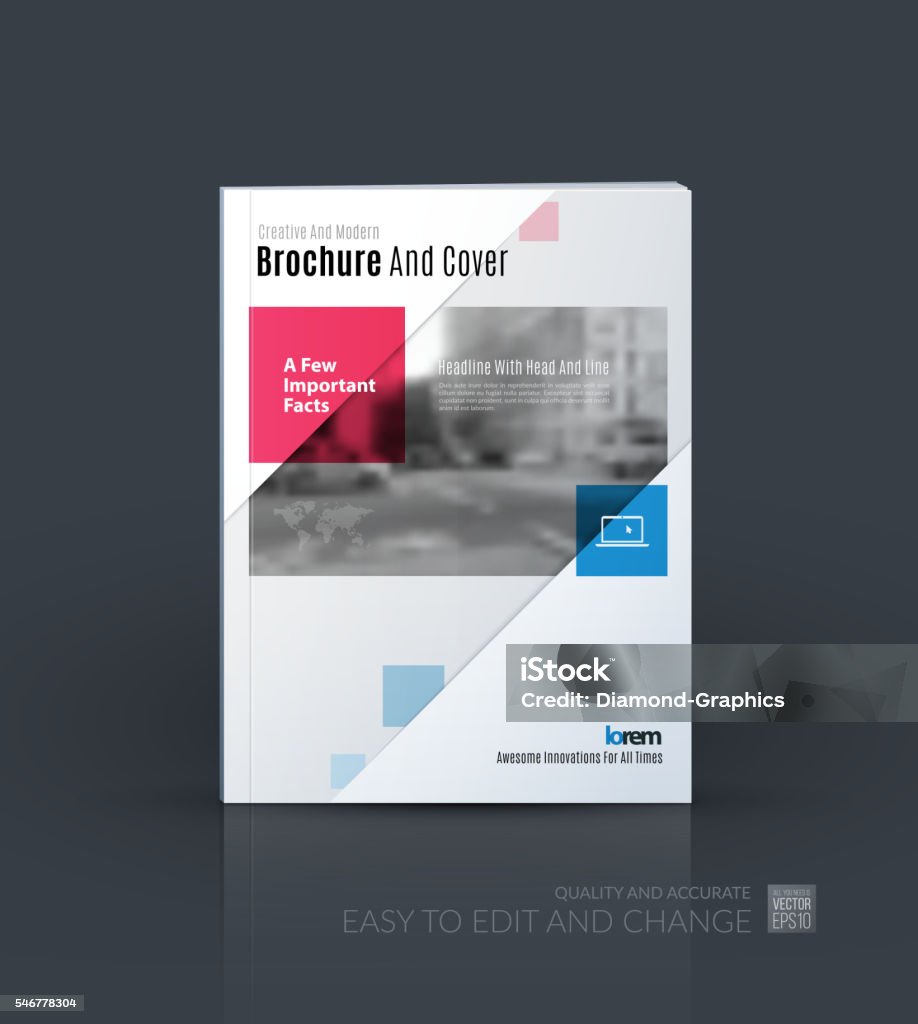 Brochure template layout, cover design annual report, magazine, Brochure template layout, cover design annual report, magazine, flyer or booklet in A4 with squares, rectangles and overlap effect for business with industrial and modern concept. Vector. Book Cover stock vector