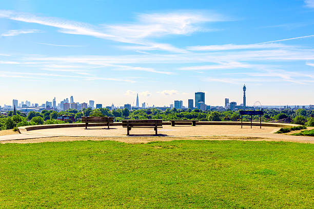 paysage urbain de londres vu de primrose hill - southwark photos et images de collection