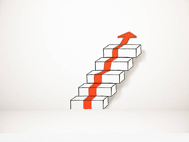 istock Red arrow and ladder sketch 546786566