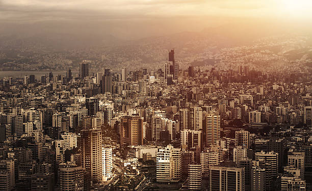 Cityscape Aerial view of beautiful cityscape on sunset, arabic architecture, down town, middle east, Lebanon, travel and vacation concept lebanon beirut stock pictures, royalty-free photos & images