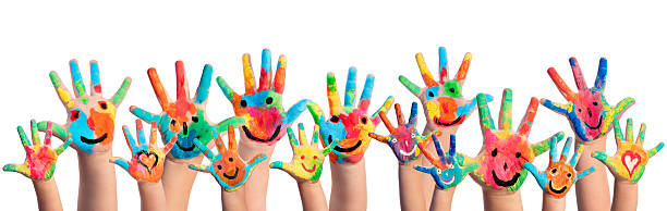 Hands Painted With Smileys Colorful Hands Painted With Smileys elementary school photos stock pictures, royalty-free photos & images