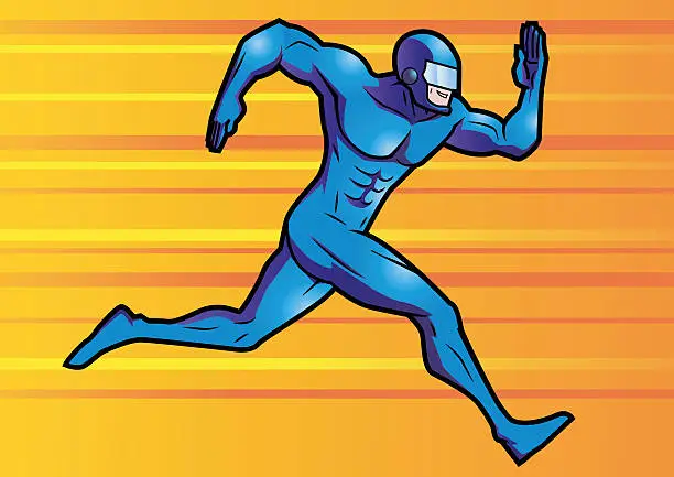 Vector illustration of Running Superhero Silhouette