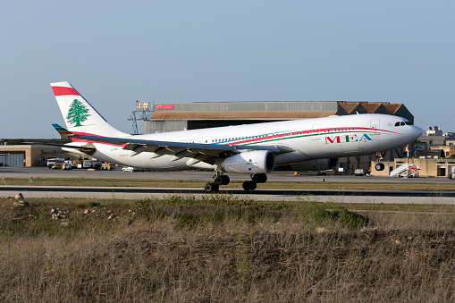 Luqa, Malta - July 12, 2016: Middle East Airlines (MEA) Airbus A330-243 