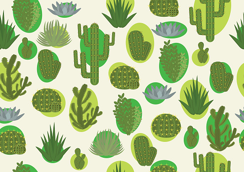 printing fabric with cactus. for wallpaper, curtains and tablecloths
