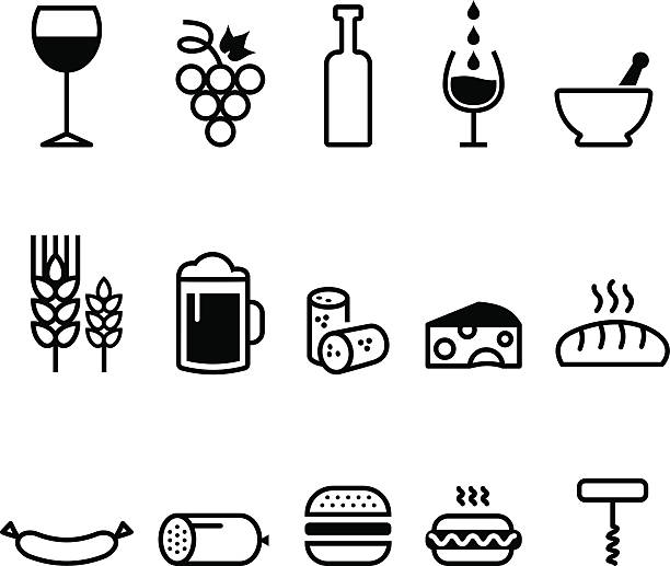 значки продуктов питания  - винная пробка stock illustrations