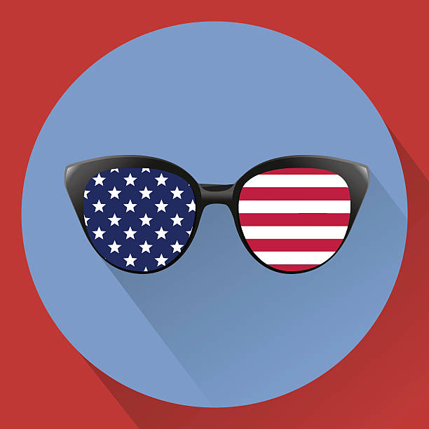 illustrations, cliparts, dessins animés et icônes de lunettes patriotiques avec étoiles et bandes. jour de l’indépendance états-unis - flag glass striped fourth of july