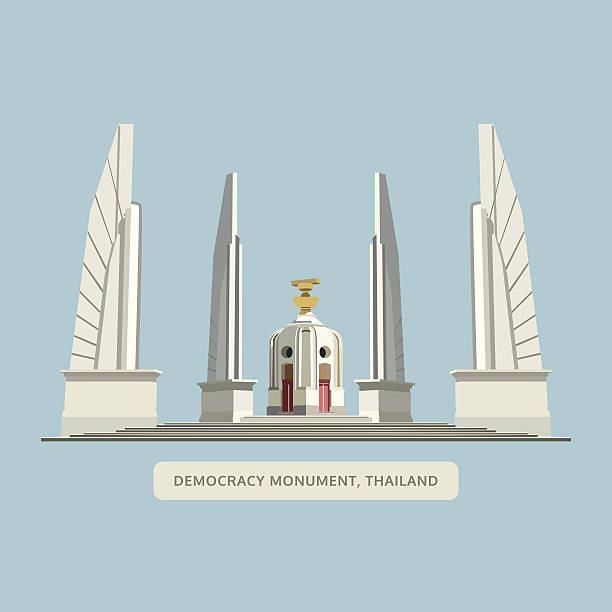 democracy monument, bangkok, thailand. landmark vector illustration. flat logo design democracy monument, bangkok, thailand. landmark vector illustration. flat logo design democracy stock illustrations