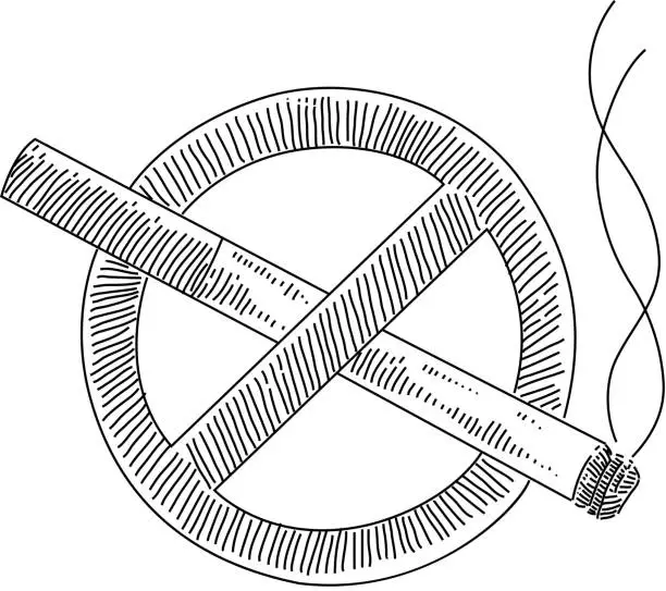 Vector illustration of No Smoking Sign Drawing