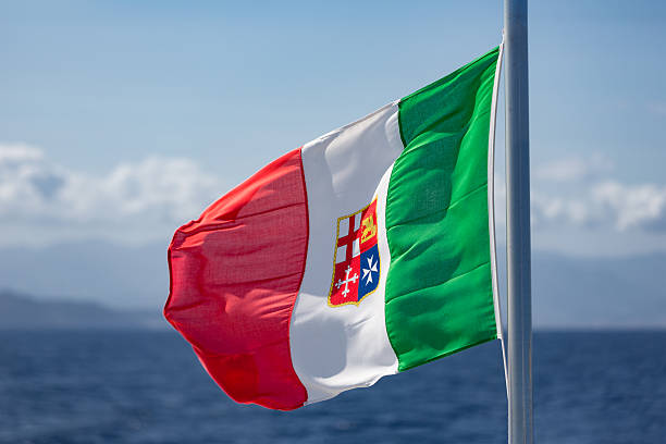 istock Italian Flag at ferry between Sicily and Aeolian Islands 546800490