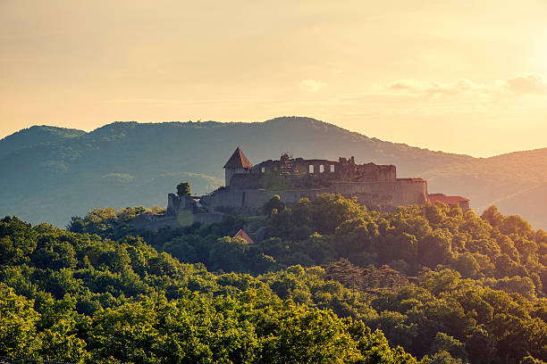 Visegrad, Hungary - May 16, 2016: The Citadel (Fellegvár) in Visegrad Hungary at sunset.