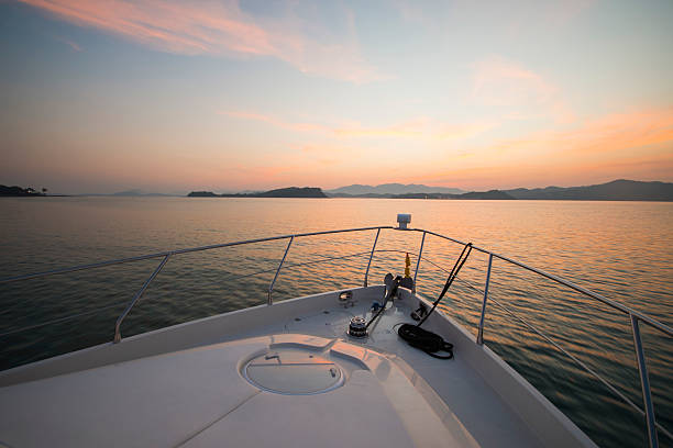 istock beautiful sunset view from luxury yacht 546804344