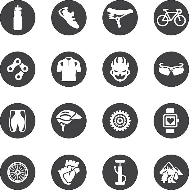 radkreis silhouette symbole | eps10 - computer icon symbol water bottle icon set stock-grafiken, -clipart, -cartoons und -symbole