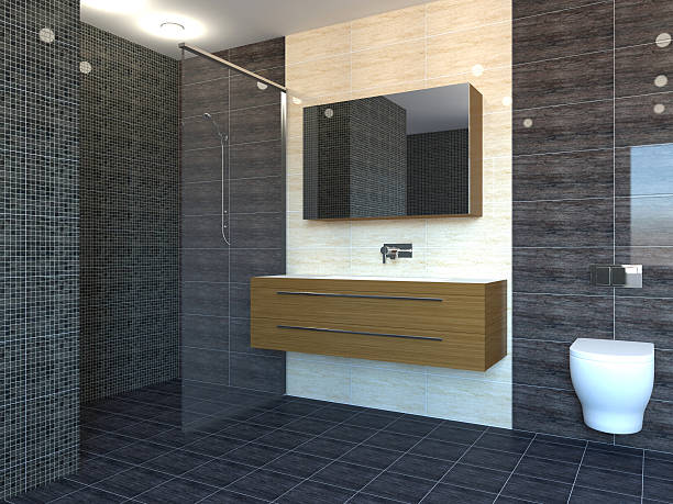 istock 3D-rendering modern bathroom in a big house 546807262
