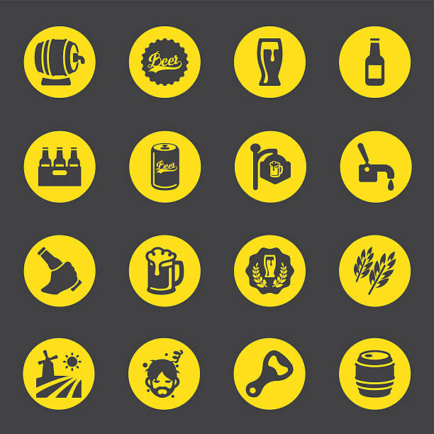 Beer Circle Yellow Black Limited icons | EPS10 Beer Circle Yellow Black Limited icons  animal muscle stock illustrations