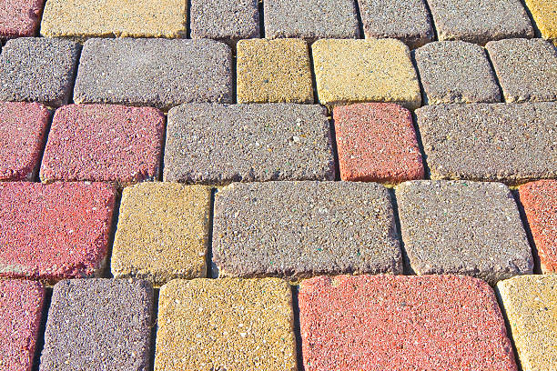 istock Colored concrete flooring assembled on a substrate of sand 546809146