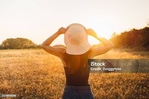 Young Beautiful Hippie Girl Celebrating Summer Stock Photo - Download Image Now - 20-29 Years, Arms Outstretched, Arms Raised