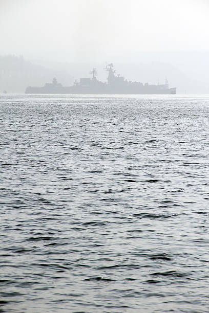 istock Russian warship in the fog 547010210
