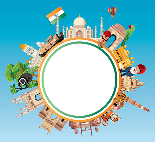 ilustrações de stock, clip art, desenhos animados e ícones de india travel - indian flag illustrations