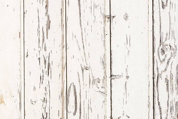 istock Old wooden white door as background 547010904