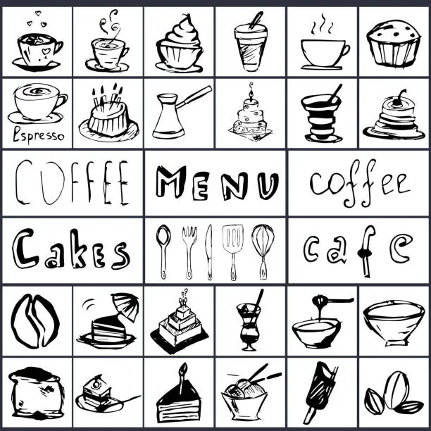 Vector illustration of Vector set on a coffee theme.