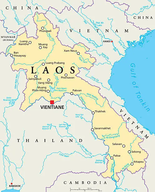 Vector illustration of Laos Political Map