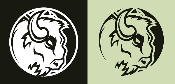 Buffalo head mascot. There is two variants for dark and light backgrounds.