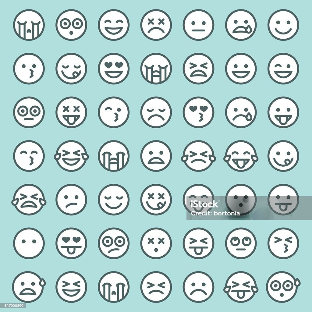 Simple Emoi Cute Set Of Simple Emojis Stock Illustration - Download Image Now ...