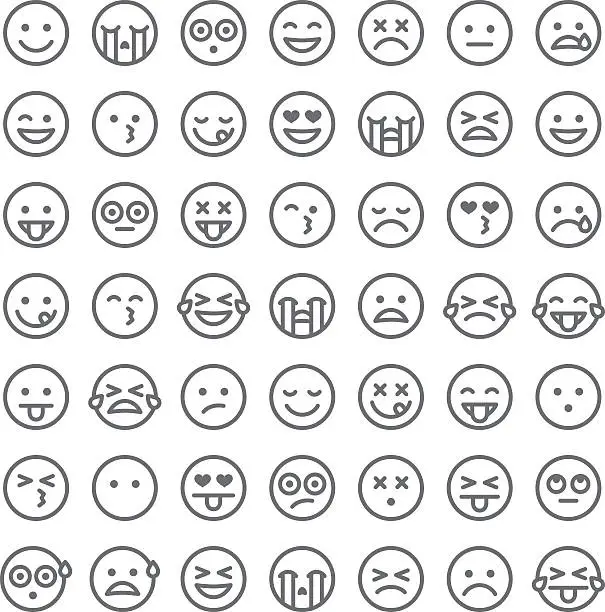 Vector illustration of Cute Set of Simple Emojis