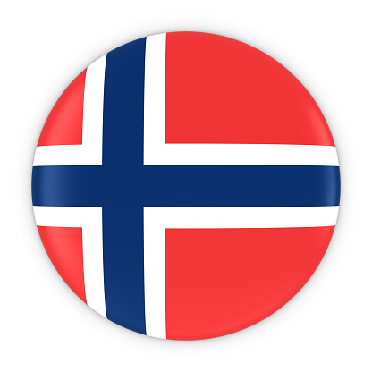 Norwegian Flag Button - Flag of Norway Badge 3D Illustration