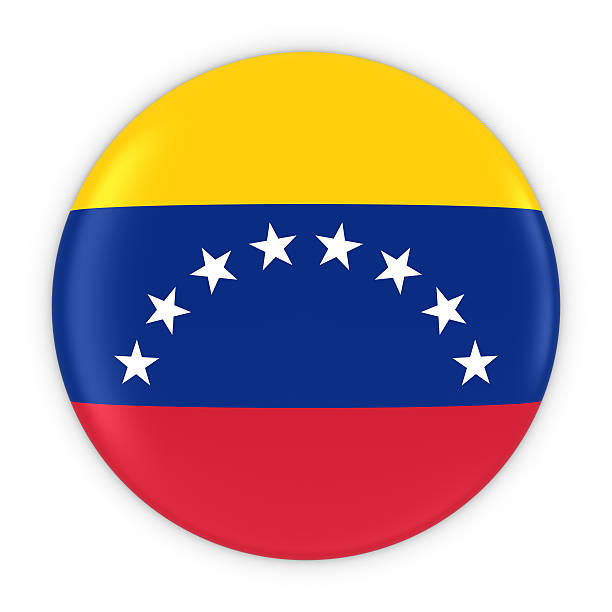 венесуэльский флаг кнопка - флаг венесуэлы значок 3d иллюстрация - venezuelan flag стоковые фото и изображения