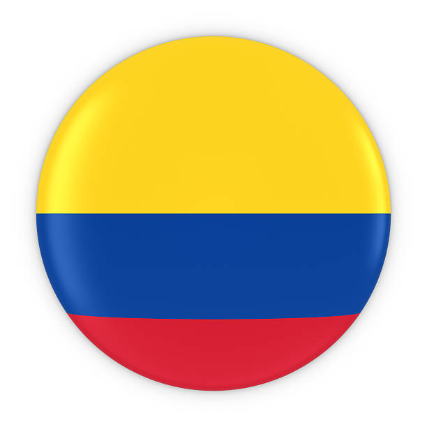 Colombian Flag Button - Flag of Colombia Badge 3D Illustration stock photo