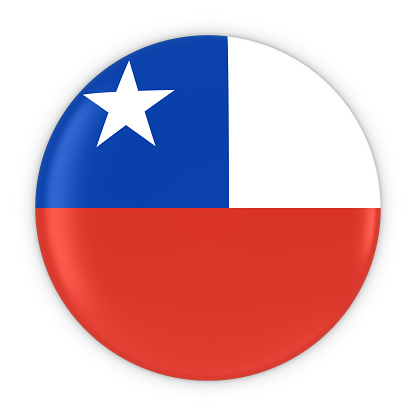 Chilean Flag Button - Flag of Chile Badge 3D Illustration