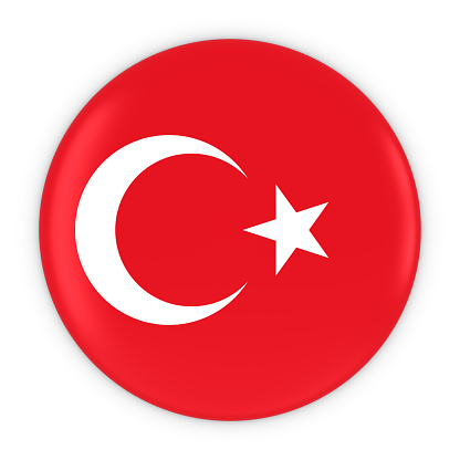 Turkish Flag Button - Flag of Turkey Badge 3D Illustration