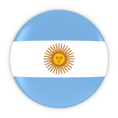 Argentinian Flag Button - Flag of Argentina Badge 3D Illustration