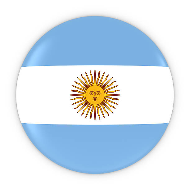 Argentinian Flag Button - Flag of Argentina Badge 3D Illustration stock photo