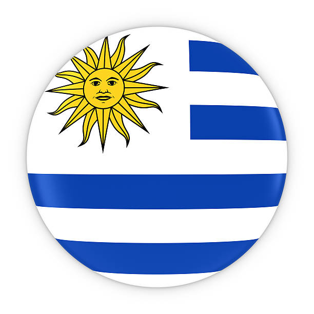 Uruguayan Flag Button - Flag of Uruguay Badge 3D Illustration stock photo