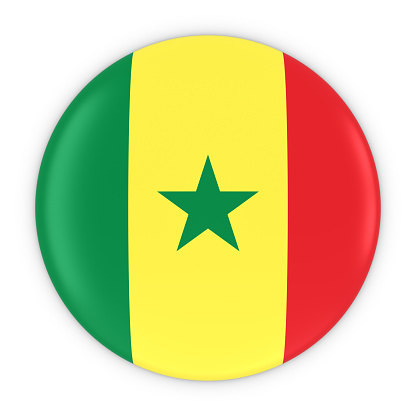 Senegalese Flag Button - Flag of Senegal Badge 3D Illustration