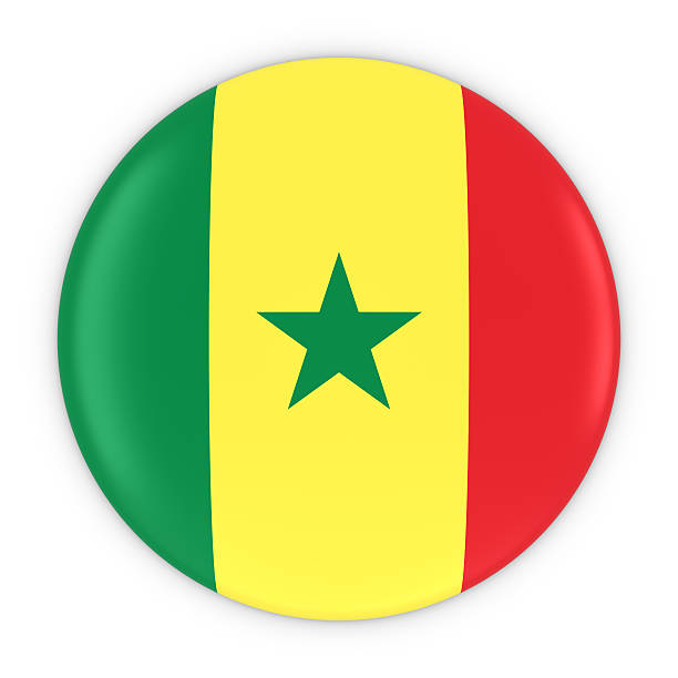 Senegalese Flag Button - Flag of Senegal Badge 3D Illustration stock photo