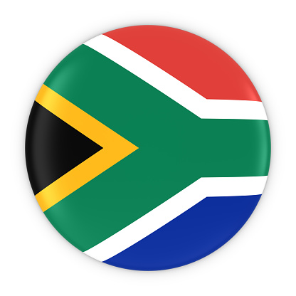 South African Flag Button - Flag of South Africa Badge 3D Illustration