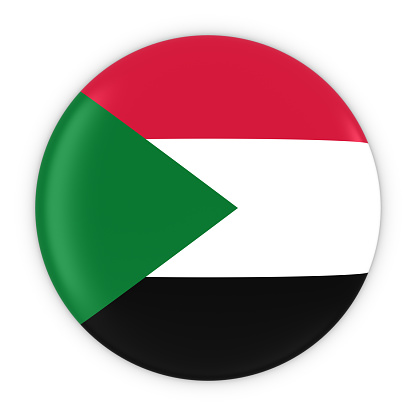 Sudanese Flag Button - Flag of Sudan Badge 3D Illustration