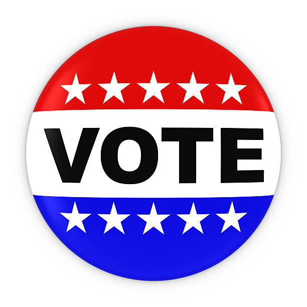 istock Vote United States Elections Red White and Blue Button 547023108