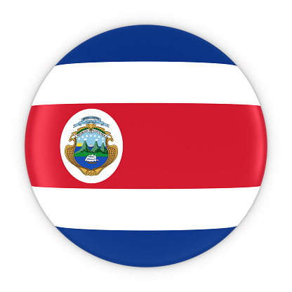 Costa Rican Flag Button - Flag of Costa Rica Badge 3D Illustration