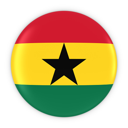 Ghanaian Flag Button - Flag of Ghana Badge 3D Illustration
