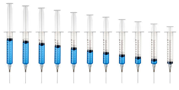 istock Plastic medical syringe isolated on white background 547023810