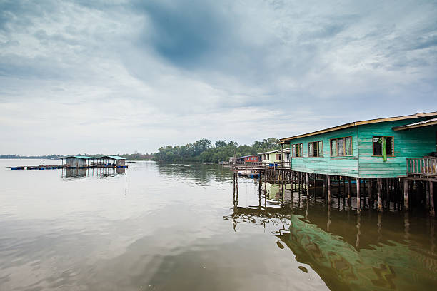 fishing villages by the river stock photo