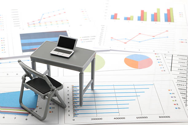 istock Notebook PC and business documents with numbers and charts. 547024424