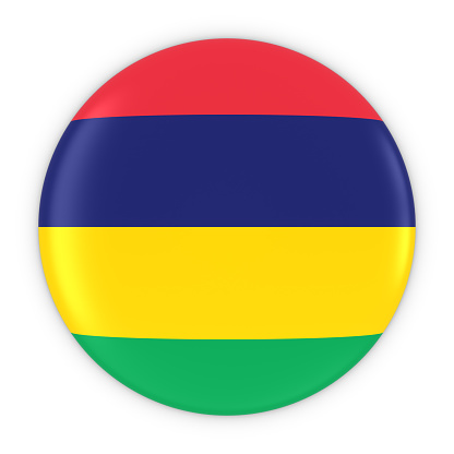 Mauritian Flag Button - Flag of Mauritius Badge 3D Illustration