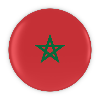 Moroccan Flag Button - Flag of Morocco Badge 3D Illustration