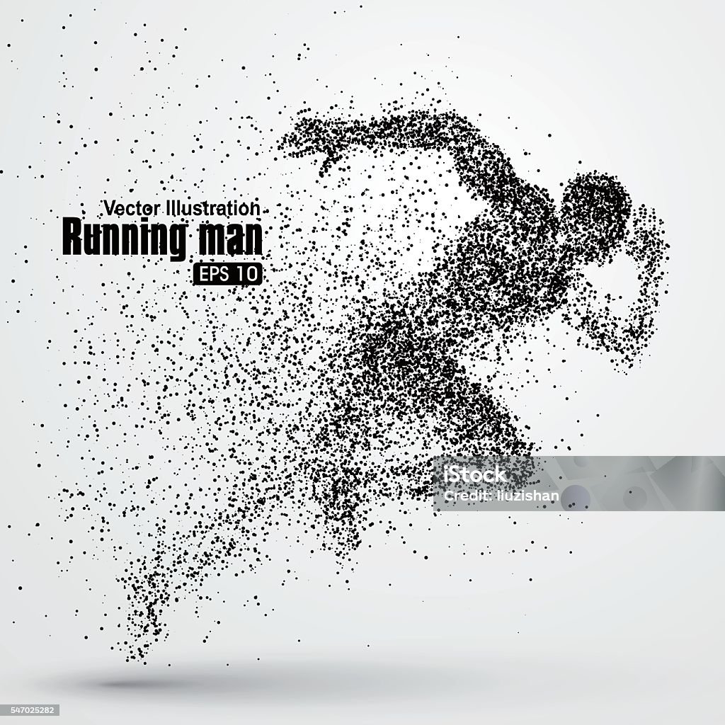 Running Man, composición divergente de partículas, ilustración vectorial. - arte vectorial de Correr libre de derechos